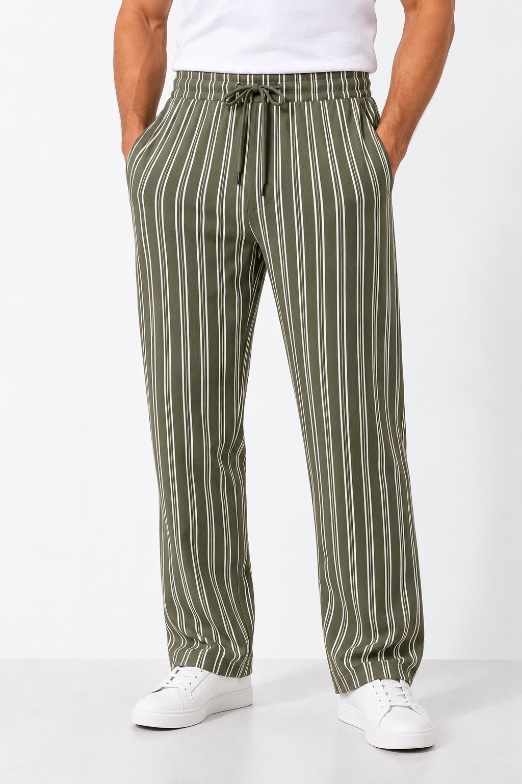 Executive Relax Pro-Olive stripes Trouser