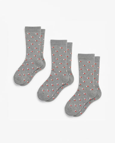 WR 5008 OT Pattern Grey Crew Socks Pack OF 3