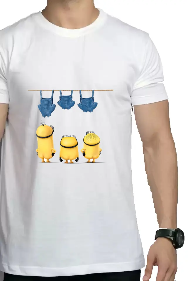 WEARROZ ROPE MINIONS WHITE T SHIRT FOR MEN AND WOMEN